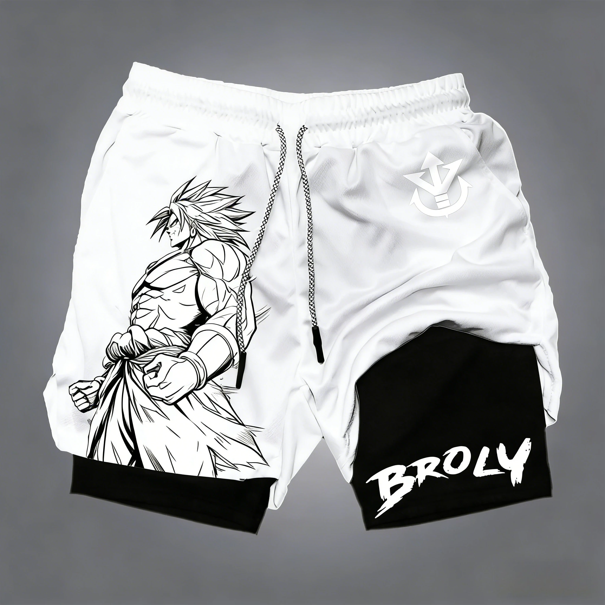 Bandai Dragon Ball Goku Printed Double-layer Shorts, Loose Men's and Women's Summer Sweat-wicking and Breathable Sports Shorts