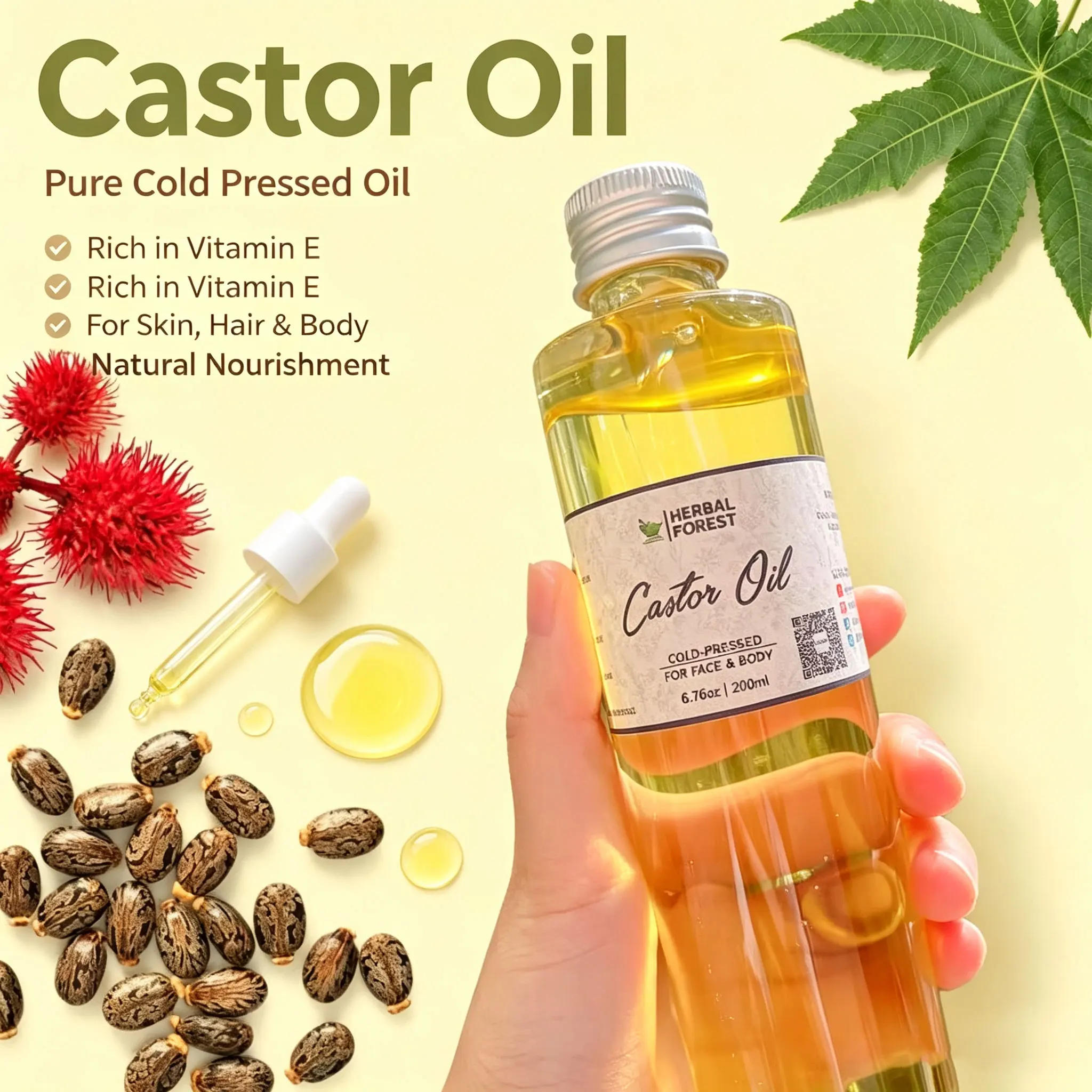 100% Pure Castor Oil  Essential Oil Carrier Oil Aromatherapy Massage Promoting Hair Growth DIY Skin Care Raw Material