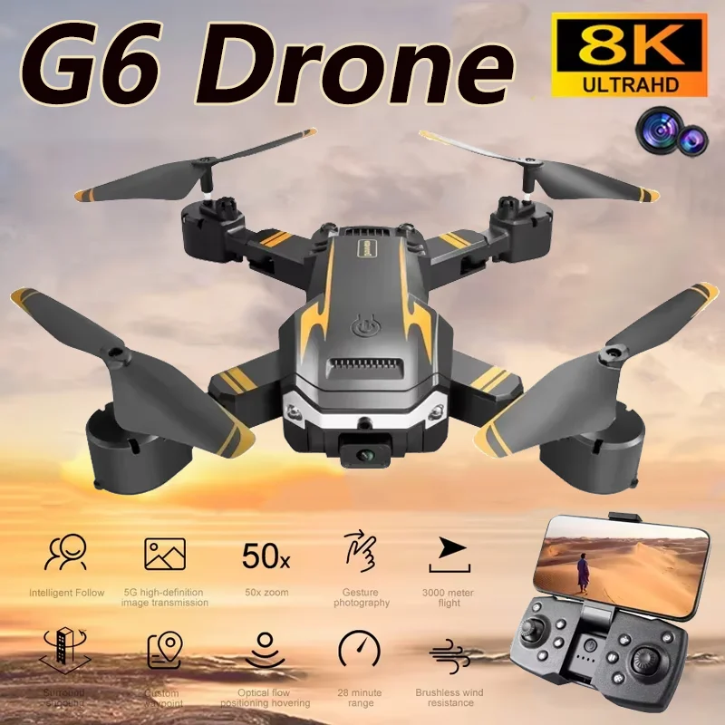 New G6 Drones 8K HD Dual Camera Professinal Intelligent Obstacle Avoidance FPV Foldable Quadcopter Aerial Photography Toys Gifts