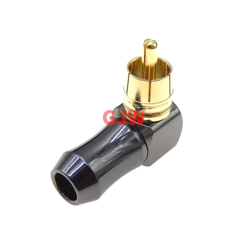 2PCS Hifi 90 Degree RCA Terminals Audio Connector Gold Plug Male RCA Adaptor Speaker Cable Connector Solder Adapter Elbow Jack