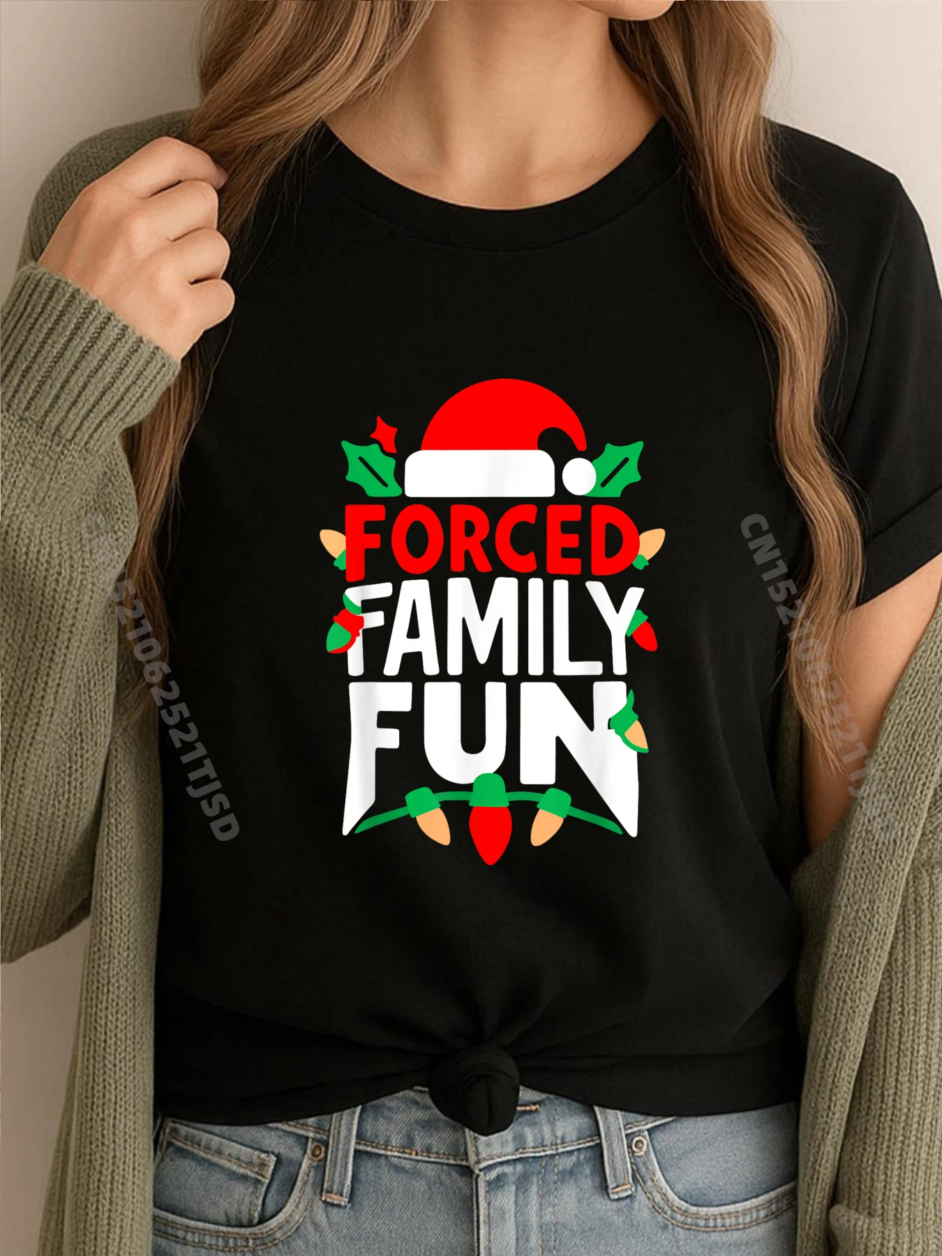 

Одинаковые пижамы Forced Family Fun, рождественская мужская одежда, футболка больших размеров с натуральным принтом, потертые футболки