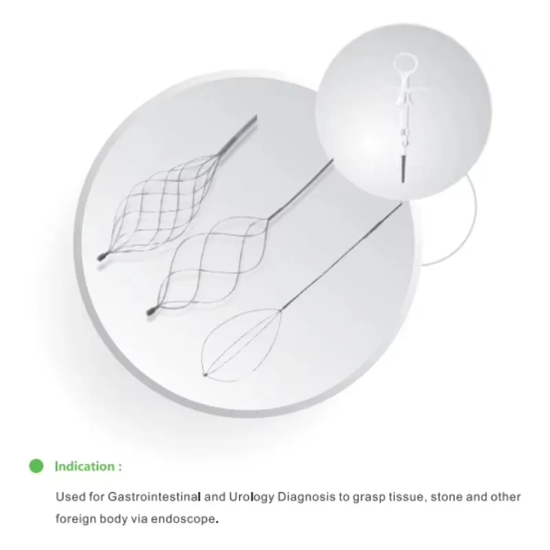 Canastilla Ureteral Single Use Urinary Stone Retrieval Basket Nitinol