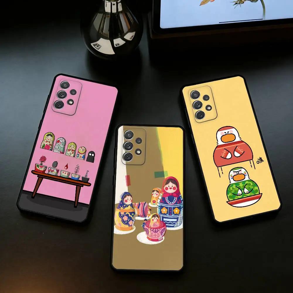 Russian Dolls Matryoshka  Soft Silicone Black Cover Phone Case For Samsung Galaxy A73,A72,A71,A70,A53,A52,A51