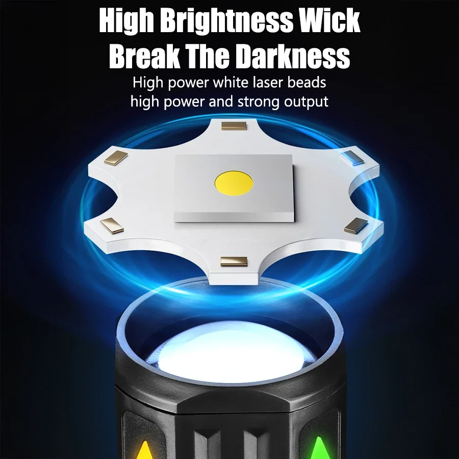 High Power Rechargeable Led Flashlight Very Strong Led Flashlight With Side Light Torch For Outdoor Camping Hiking