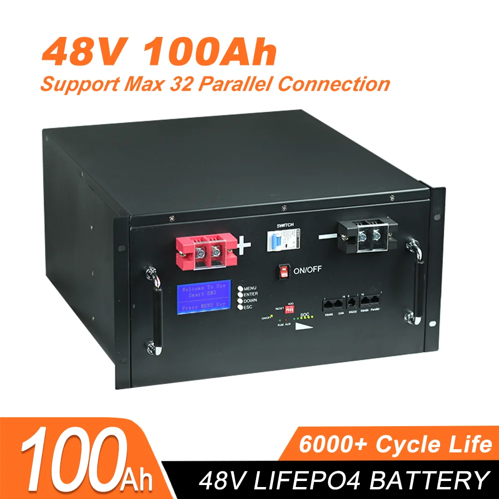 

51.2V 100Ah LiFePO4 Battery Pack Support Parallel Connection 5KW With 485/232 Communication Built-in 100A BMS For Solar Storage