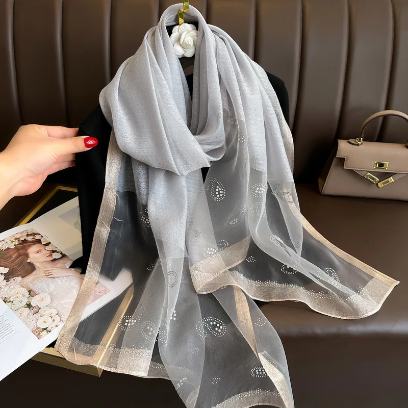 Long silk wool scarf Shawls and Wraps for Women High Quality Bufandas Foulard Headkerchief Luxury Brand Hijab New Lady Scarves