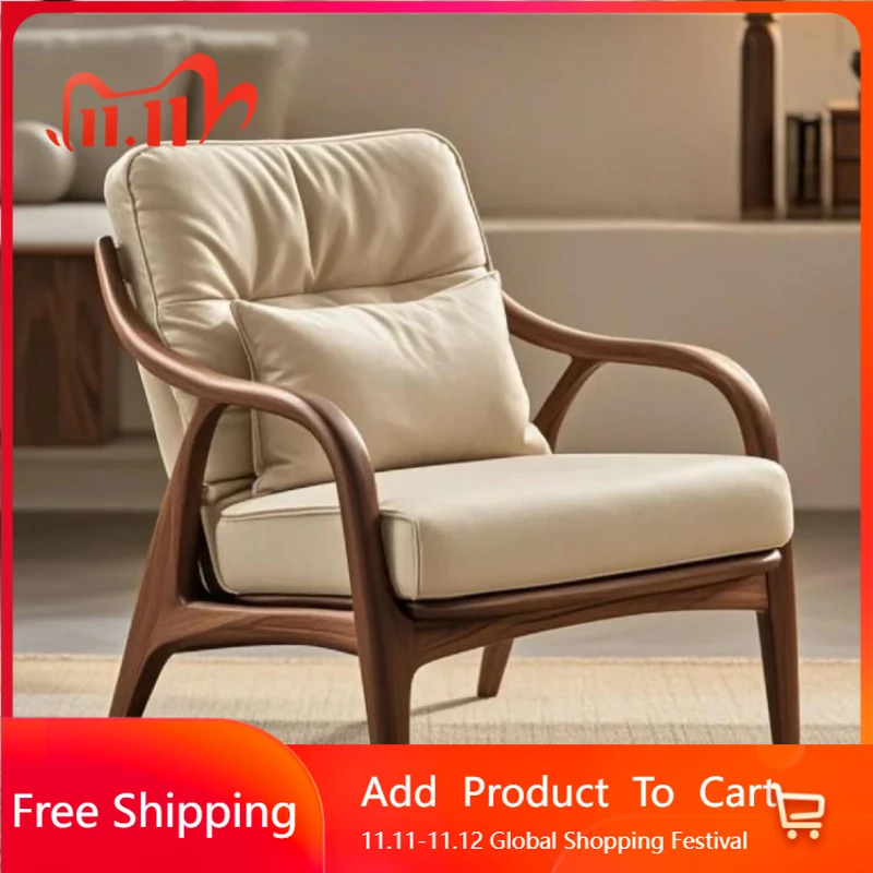 

Simple Floor Living Room Chairs Wooden Comfortable Ergonomic Nordic Living Room Chair Balcony Arm Poltrona Postmodern Furniture