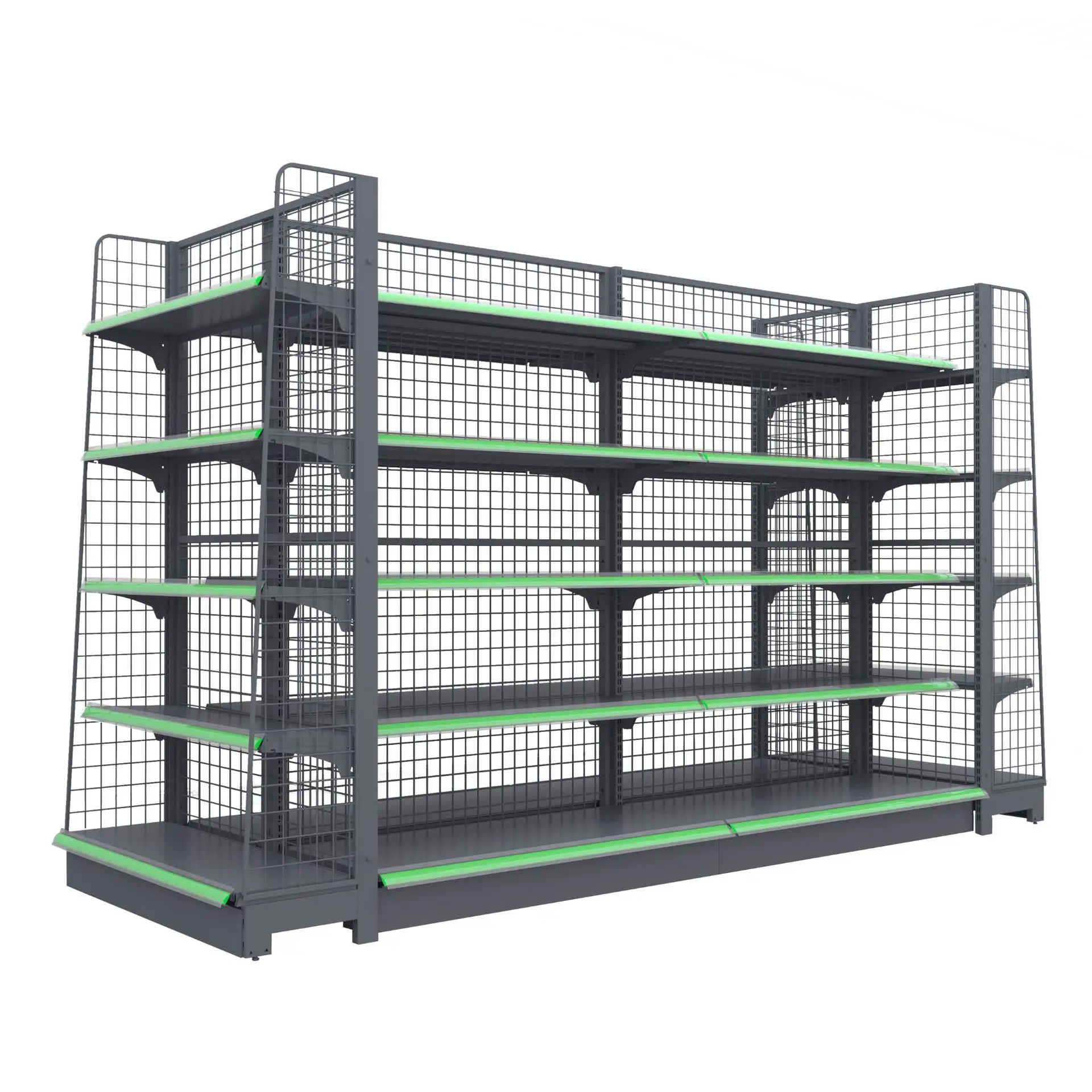 

Supermarket shelf back net single and double-sided multi-layer display rack with baffle edge