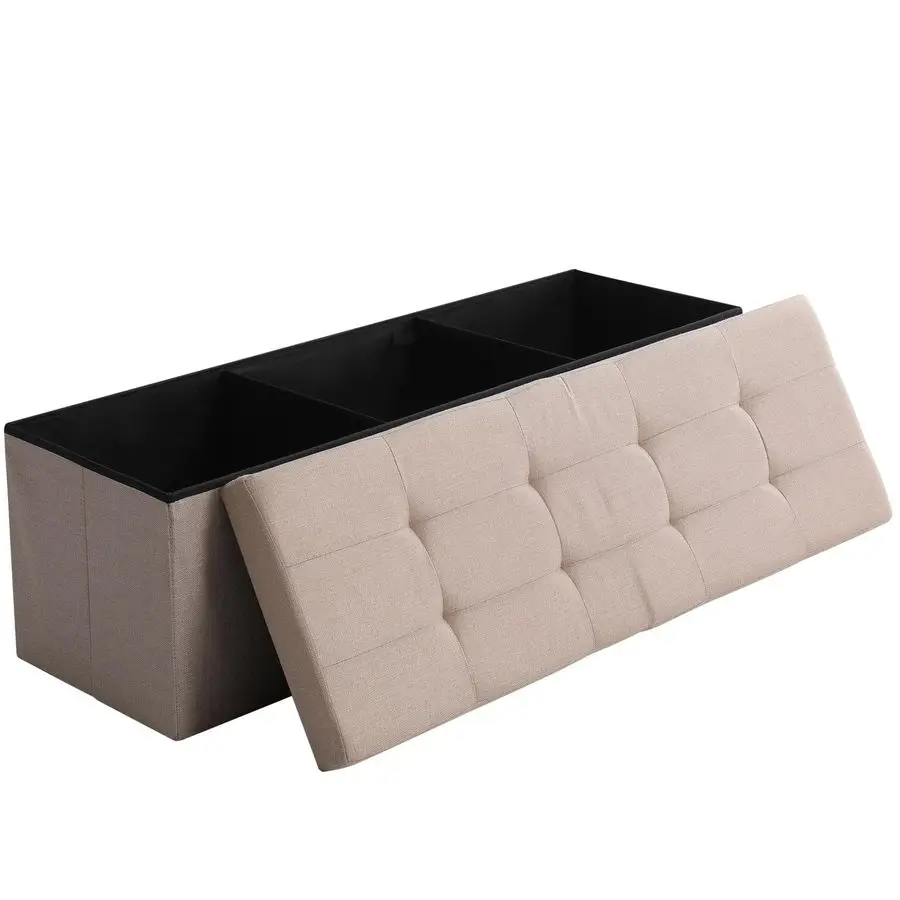 

Складная скамья-пуф для хранения 45,3 дюйма (115 см) с откидной крышкой, подставка для ног, тумба для обуви, прикроватная тумба с отсеком для хранения, объем 166 л, Li