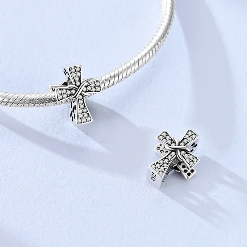 Religious Charms 925 Silver Plated Evil Eye Cross Bible Beads Lamb Jesus Axe Dangle Pendant Fit DIY Bracelet Jewelry Making - view 3