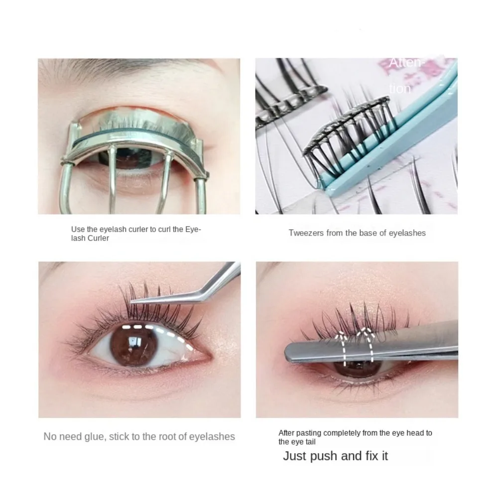 Süße selbstklebende Wimperncluster, Make-up, wiederverwendbar, selbstklebend, falsche Wimpern, individuelle DIY, kleberfrei, gefälschte Wimpern für Frauen/Mädchen