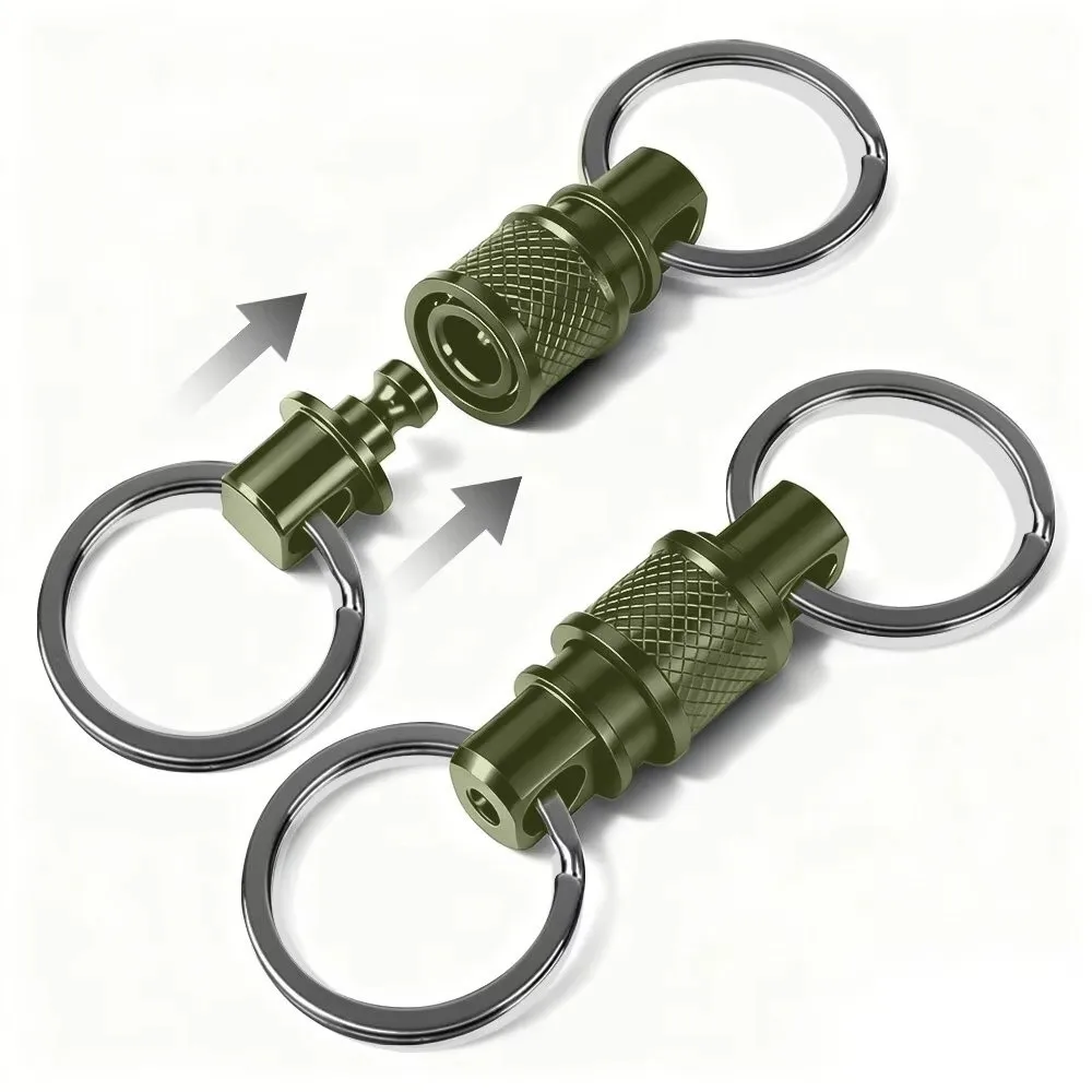 Double Headed Quick Release Keychain 360° Rotation Aluminum Alloy Clip Pull Apart Buckle Mini Quick Pull Design Keys Fob