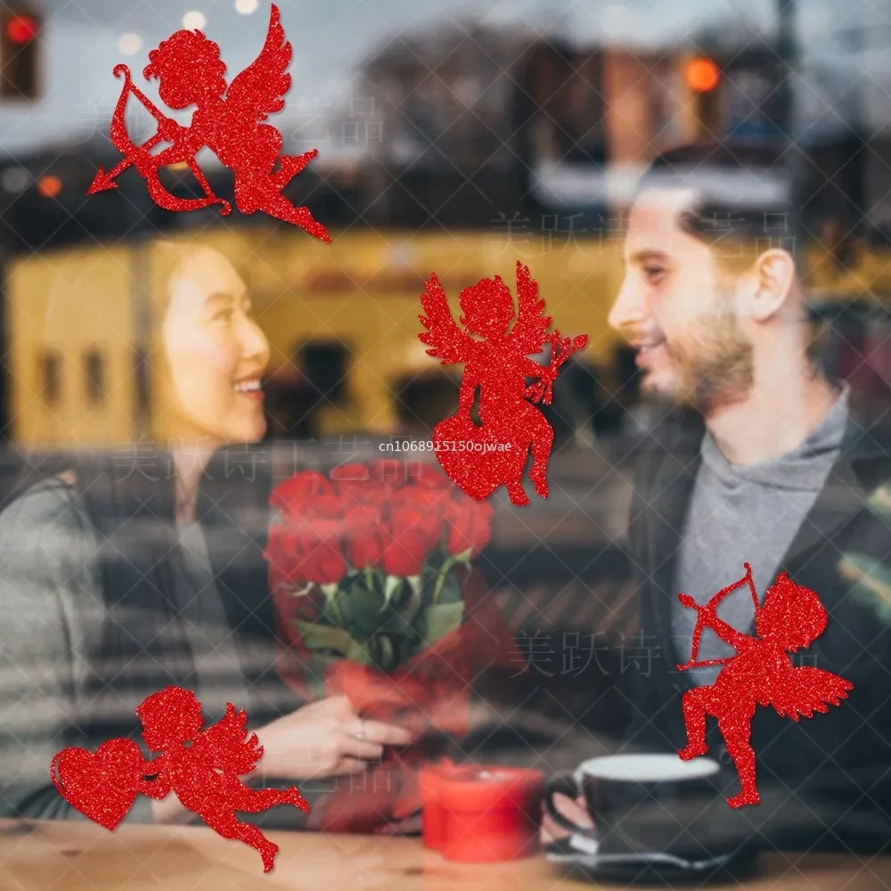 8 قطعة بريق عيد الحب اللباد بقع للعصا على الحرف DIY بها بنفسك الشعر القوس طفلة الاطفال اكسسوارات يزين الجدار الديكور