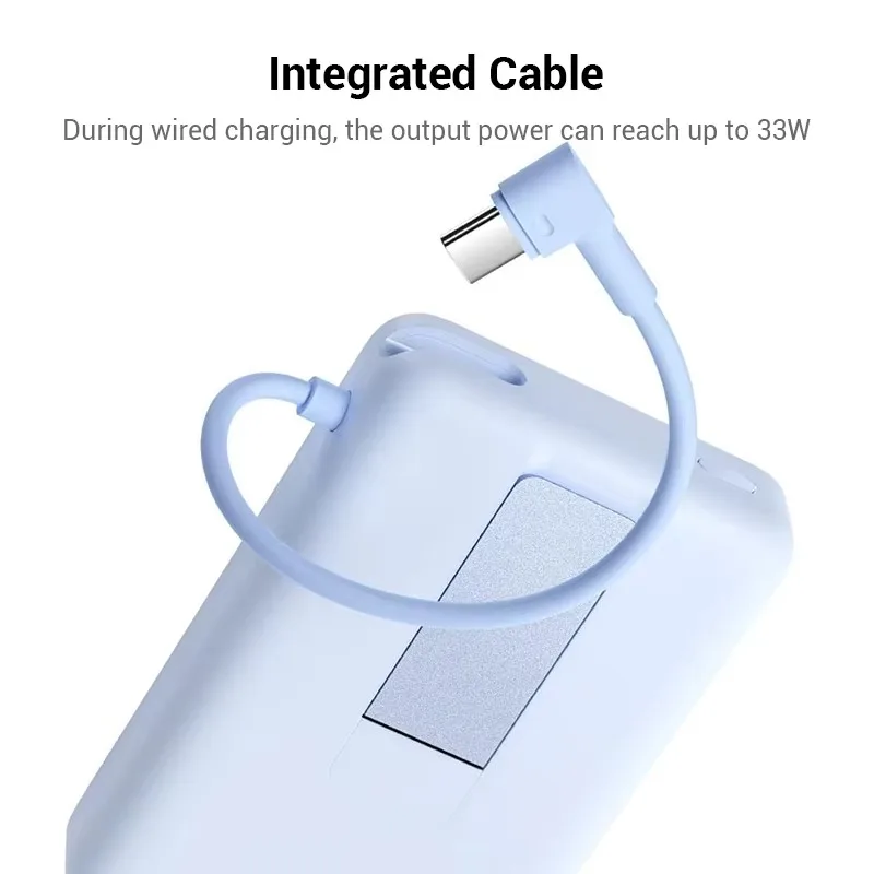 Xiaomi 10000mAh Magnetic Power Bank Built-in Cable 33W USB-C 7.5W Wireless Charging with Stand for iPhone Xiaomi