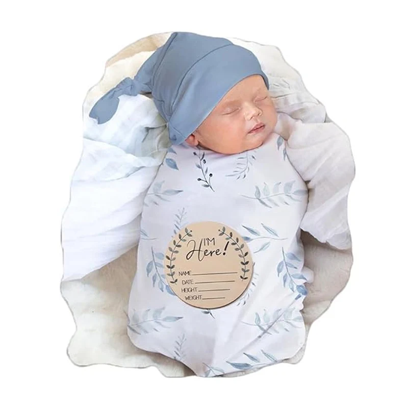 Ylsteed Baby Swaddle Blanket and Headband Set Newborn Receiving Soft Wrap for Girls and Boys Swaddling Blankets for Newborn-HD