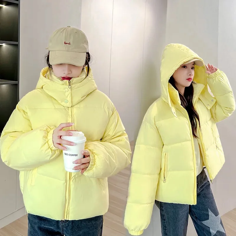 Thickened puffer Jacket Cropped down Cotton Coat Loose-fit Slimming padded Jacket For Women Petite Wintermother's Attire Parkas