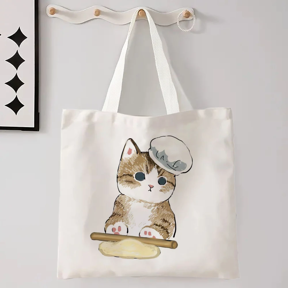 Kawaii Katze Leinen Einkaufstasche Grafik Harajuku Frauen Tote Handtasche Große Kapazität Frauen Schulter Taschen Eco Mode Mädchen Handtaschen – Detail 18