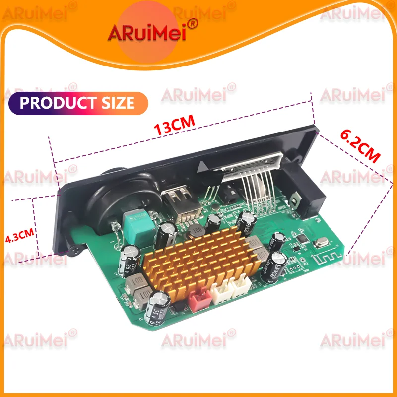 2x100W Car Bluetooth 5.0 Amplifier Board, MP3 Decoder with FM Radio/TF/USB/Recording/Handsfree Call DC 8-24V Stereo Audio System