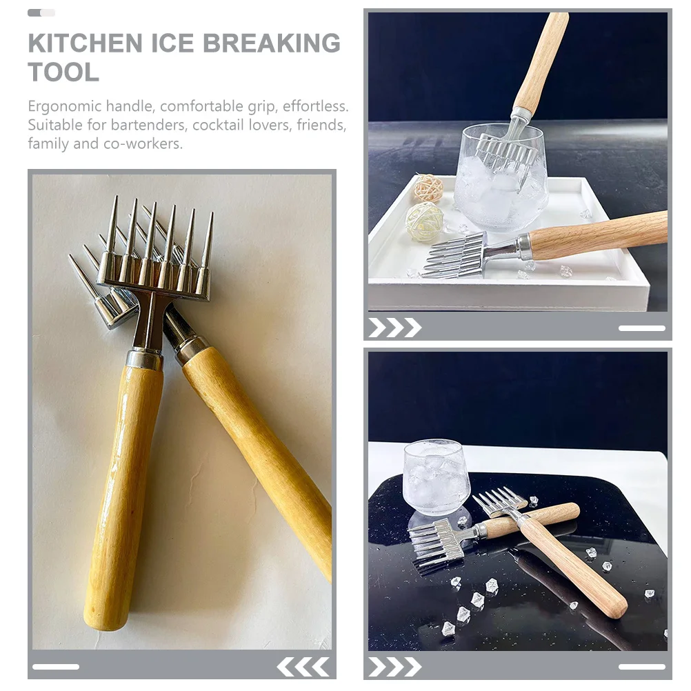 

Ice Pick Wood Aluminum Alloy Sturdy Ergonomic Handle Bar Use Ice Cubes Breaking Tool Cube Crusher Bar Bartender
