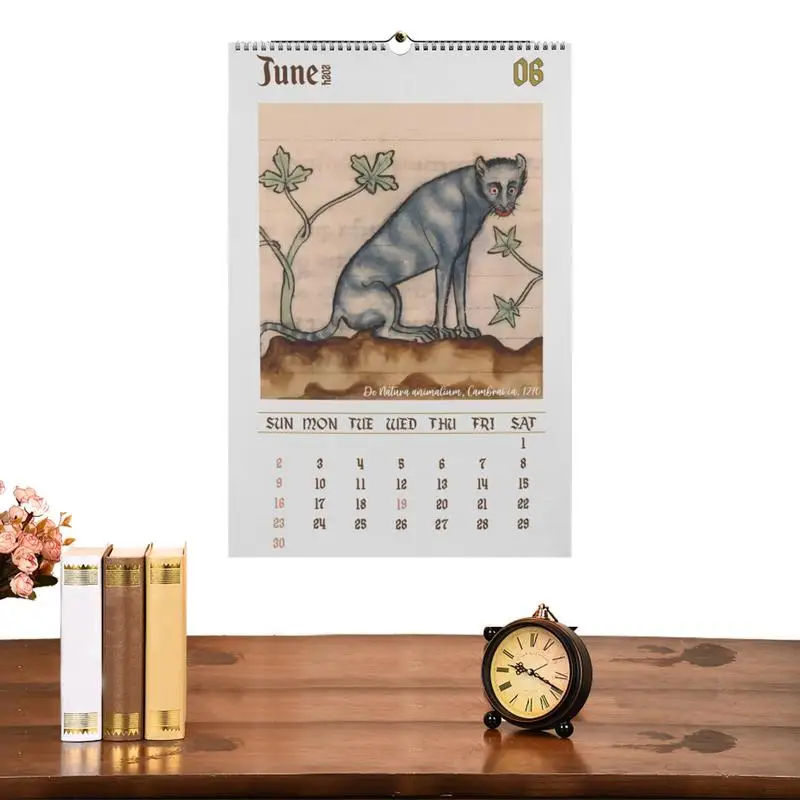 Ugly Medieval Cats Calendar 2024 Wall Funny Monthly Calendar Planner Wall Hanging Monthly Calendar Unique Gifts For Cat Lovers