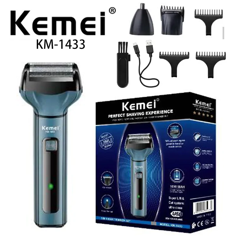 Kemei KM-1433 Amazon transgraniczny materiał wybuchowy, przycinanie do włosów w nosie, brzytwa, wielofunkcyjny USB maquina de cortar cabelo