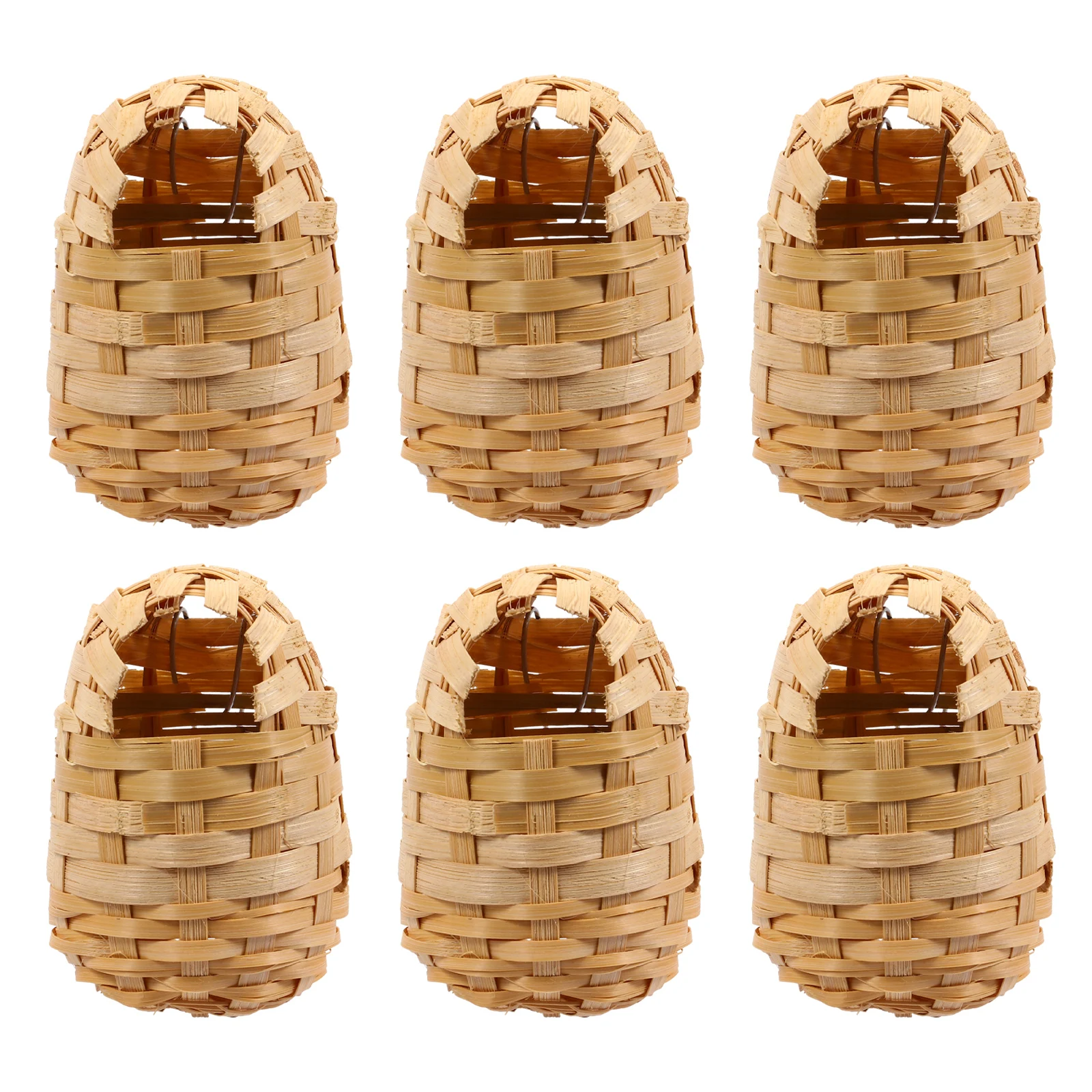 

6pcs Bamboo Bird Nest 10x7x12 Handmade Wicker Mini Decorative Hen House Rustic Style Home Pet Accessories Breathing Material