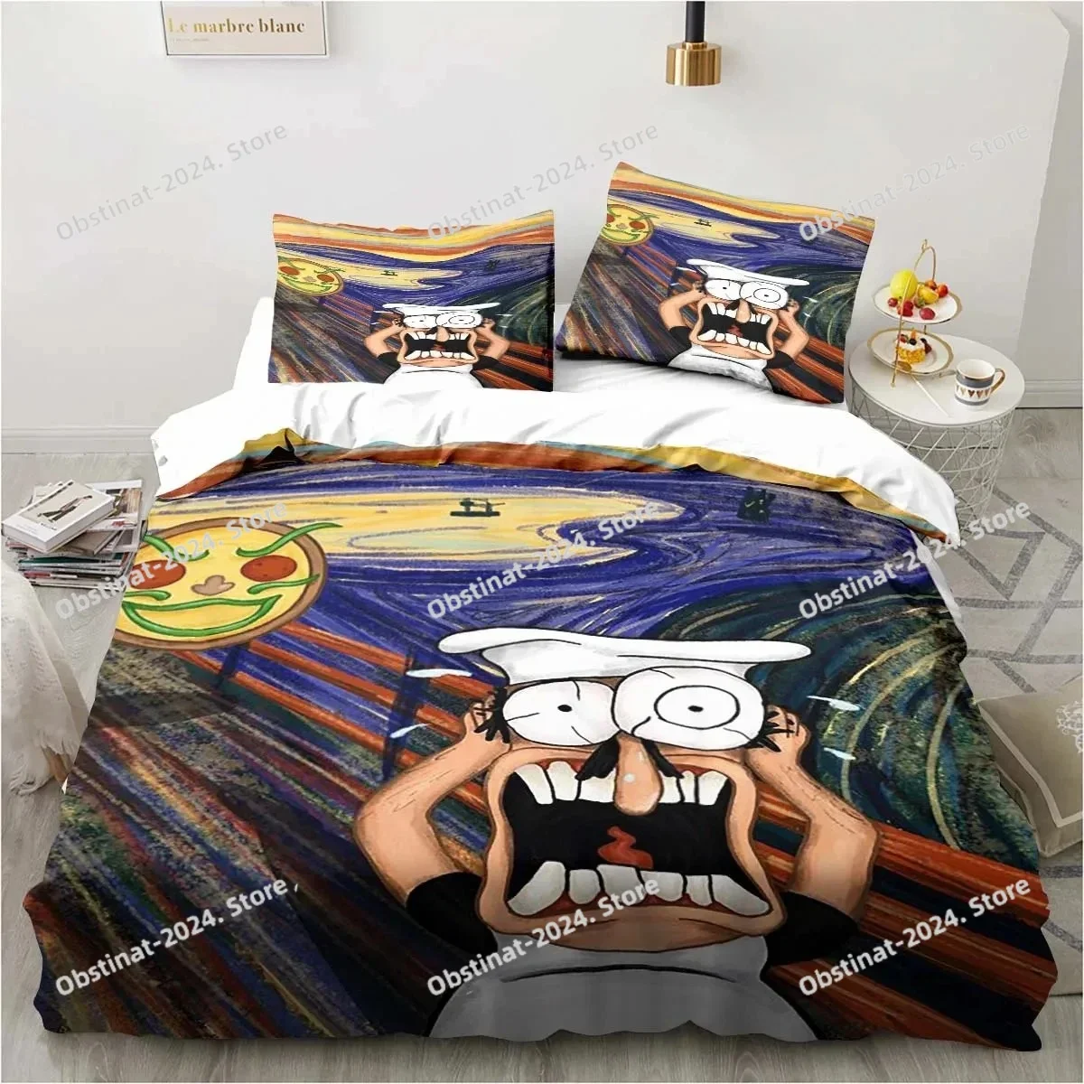 

Pizza Tower Classic Pixel Style Bedding Set,Duvet Cover Bed Set Quilt Cover Pillowcase,King Queen Twin Size Boys Girls Adults