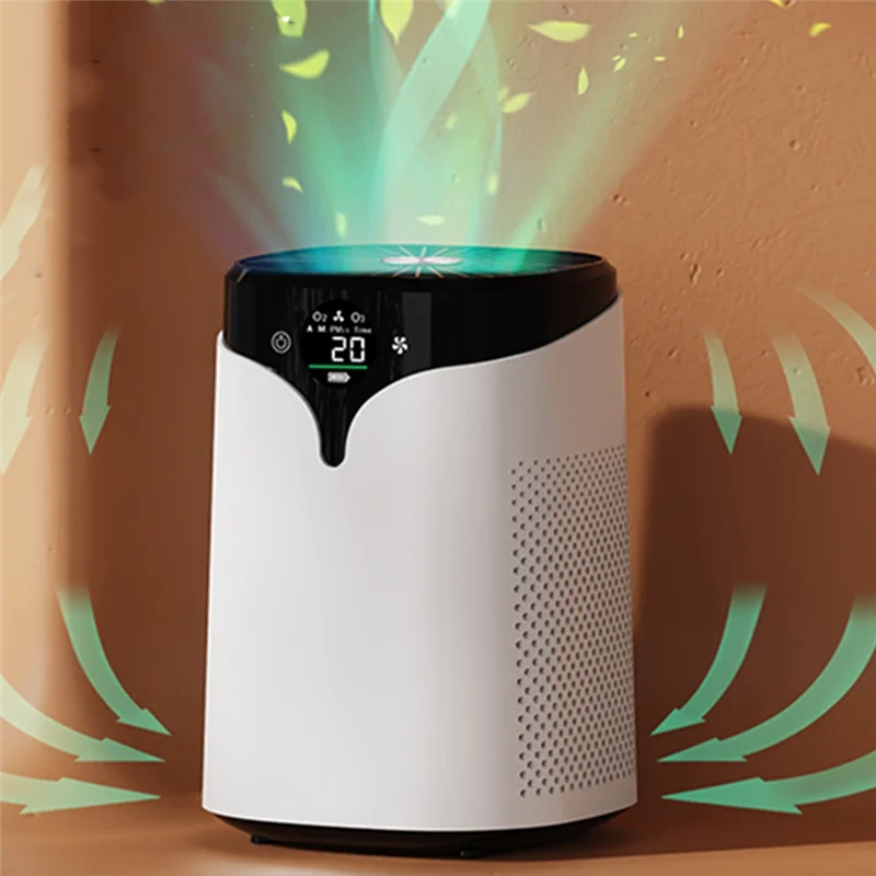 LITE-purificador de aire Pantalla digital para eliminar formaldehído Purificación de olores de humo para el hogar Estilo de iones negativos: blanco