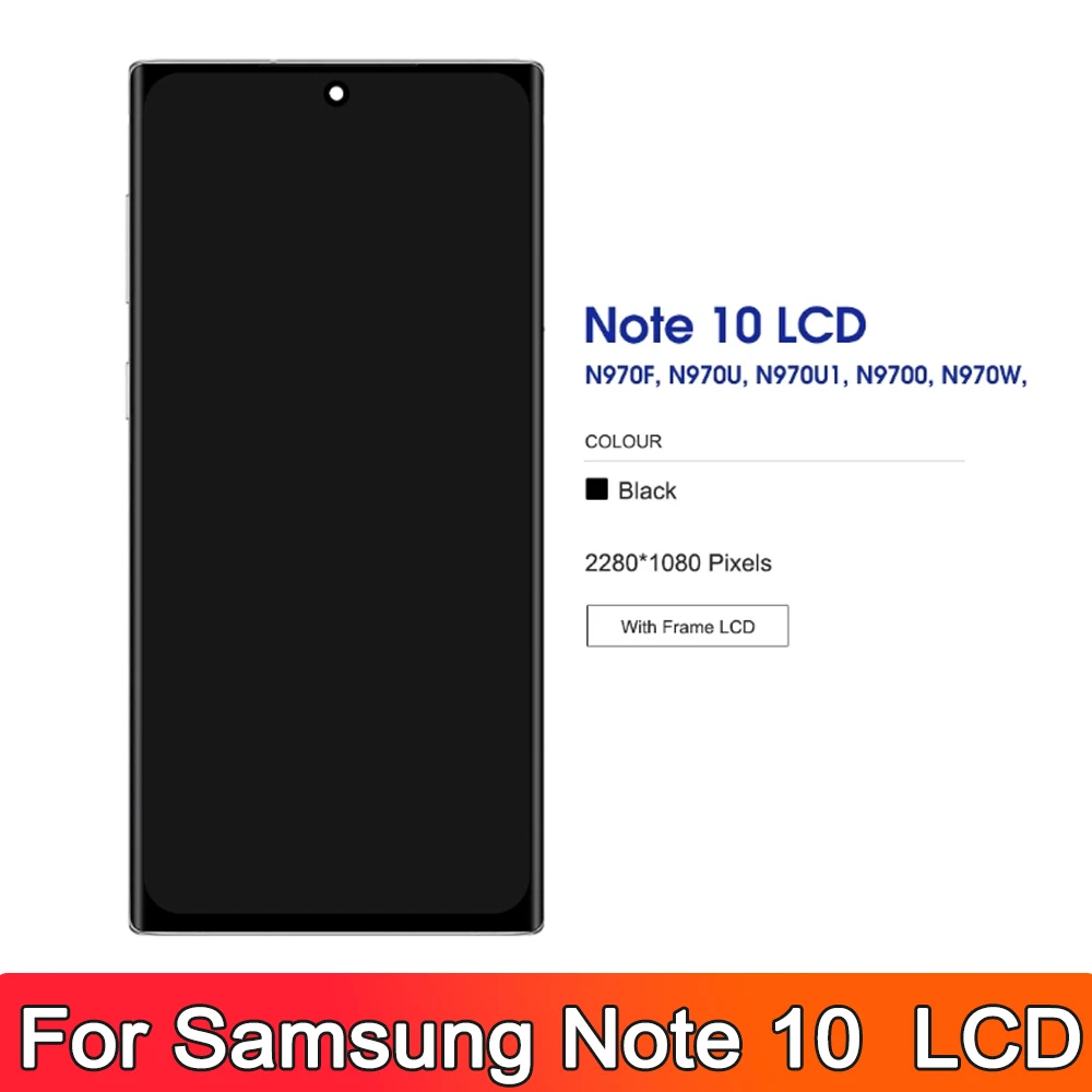 New OLED Note 10 Display For Samsung Galaxy Note 10 N970F N970 N9700 LCD With Frame Touch Screen Digitizer Assembly Replacement