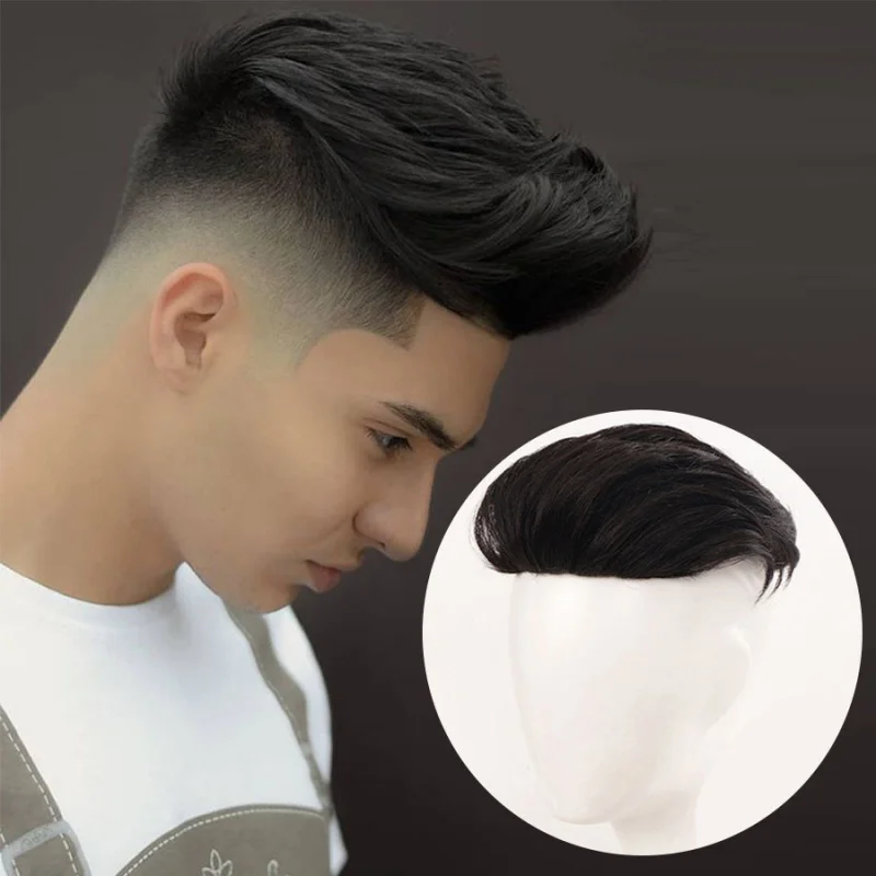 

Men's Natural invisibility without any trace breathable straight and wavy Synthetic wig durable hair prosthesis for men