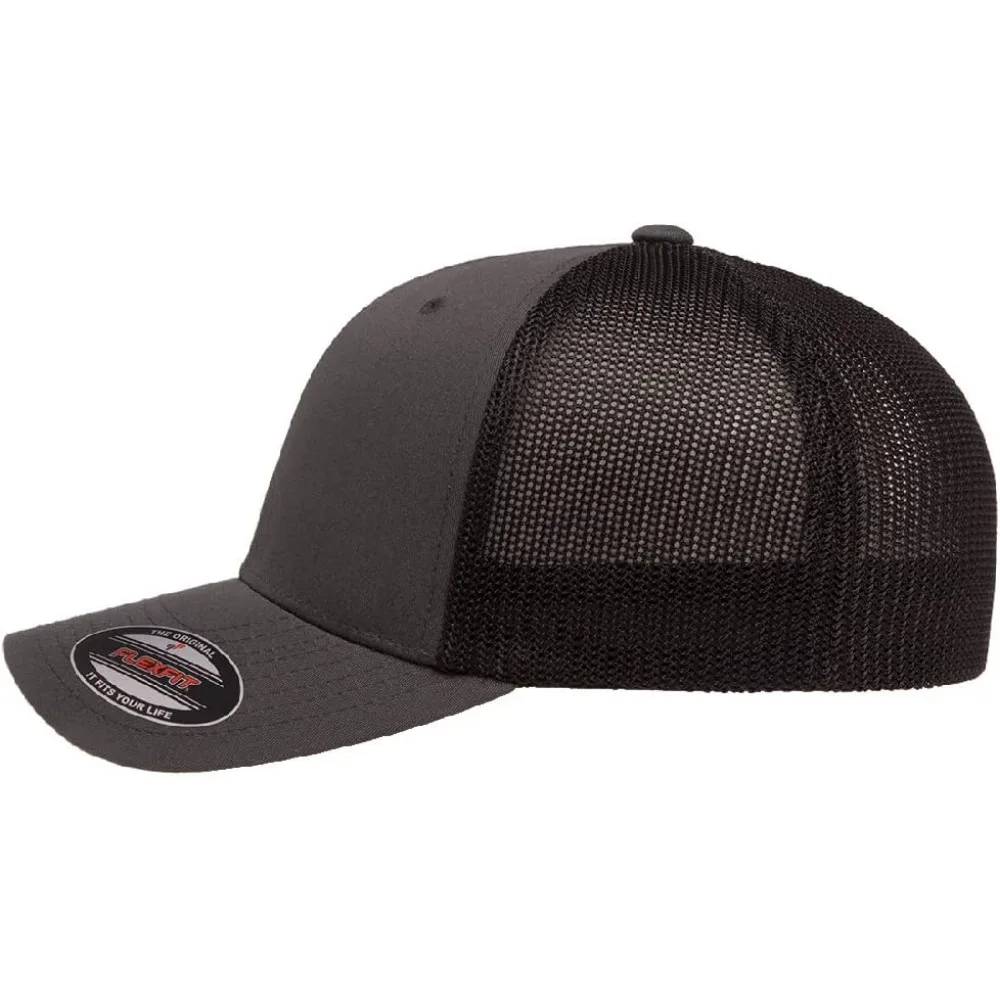 Casquette de camionneur en maille extensible avec design à profil moyen, option de paquet en vrac disponible pour un chapeau ajusté