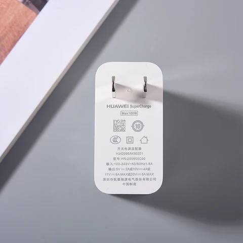 Быстрое зарядное устройство Huawei 100W SuperCharge (EU/US) с кабелем USB Type-C 6A для Huawei Pura 80, 70, P60, P50 Pro+, Mate 70, 60, 50 RS
