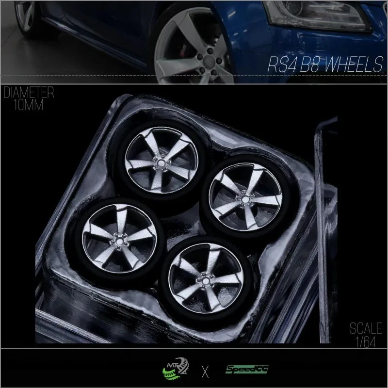 SpeedCG 1/64 Model Car Wheels For RS4 B8 Refitting Parts Diameter 10mm For Racing Vehicle Toys Luxury Parts Hotwheels Tomica