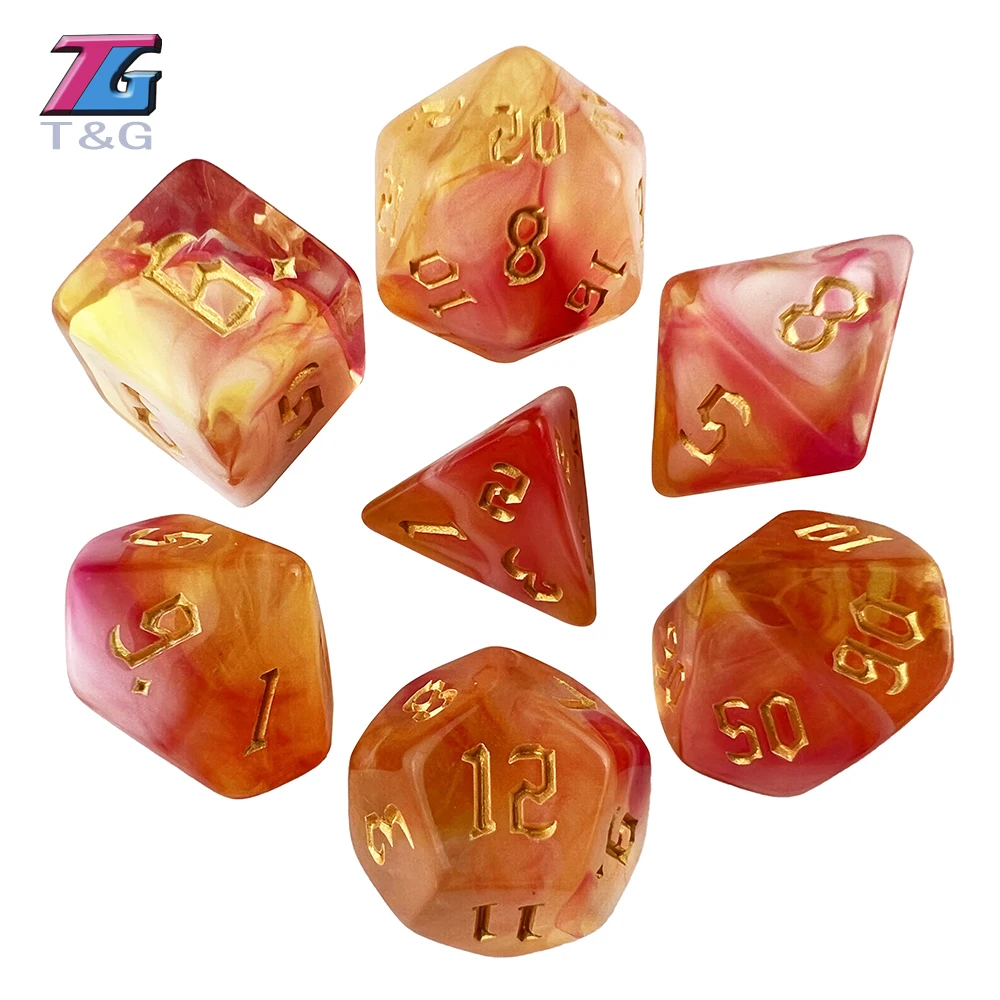 DND Polyhedral Dice for Role Playing, D4, D6, D8, D10, D12, D20, 4 Colors, D & D, RPG Board Game, Gift, 7Pcs per Set