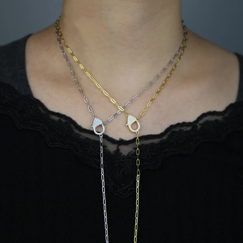 جديد 925 فضة مفتوحة ربط سلسلة الذهب Vermail الوهق Y على شكل قلادة للنساء سلسلة سحر جراد البحر #2