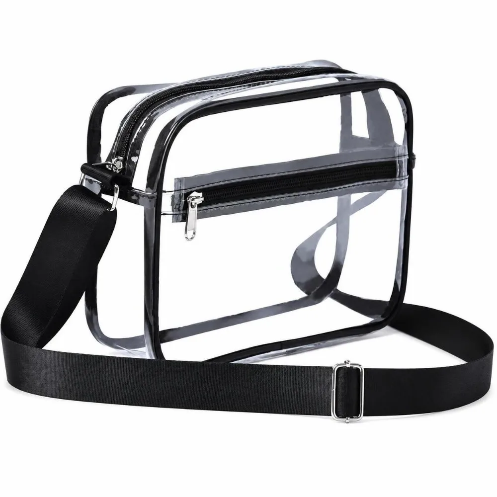 Versatile Double-deck Clear Crossbody Bag PVC Waterproof Transparent Shoulder Bag Storage Bag Stadium Events