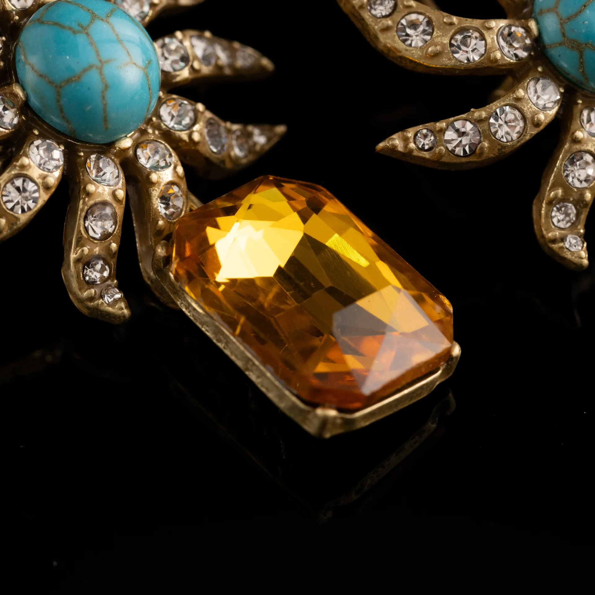Sun Earrings Inlaid Citrine Turquoise Dangles Dopamine Indie Stud Jewelry Clothing Accessories Birthday Christmas Gifts For Wome