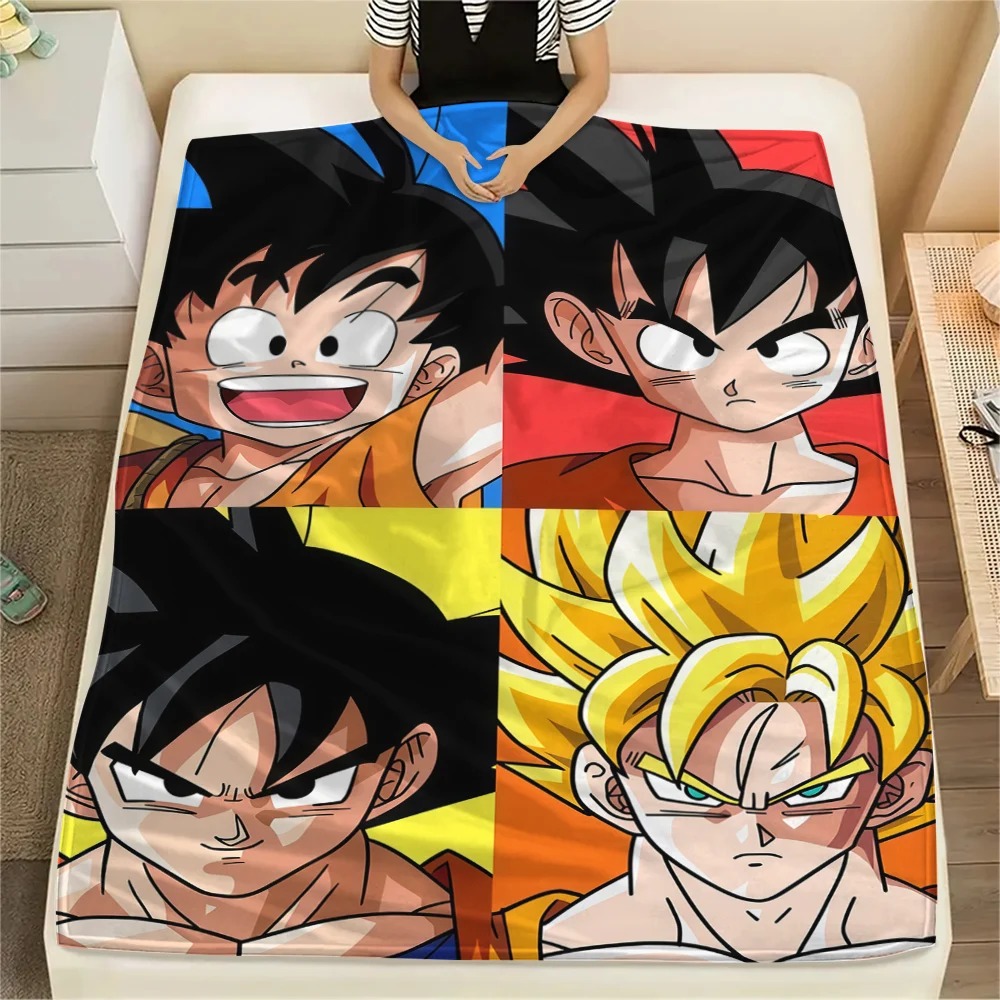 Son Goku Anime Print Flannel Blanket, Suitable for Bedrooms, Sofas, Beds, Chairs, Picnics, Travel -HE31