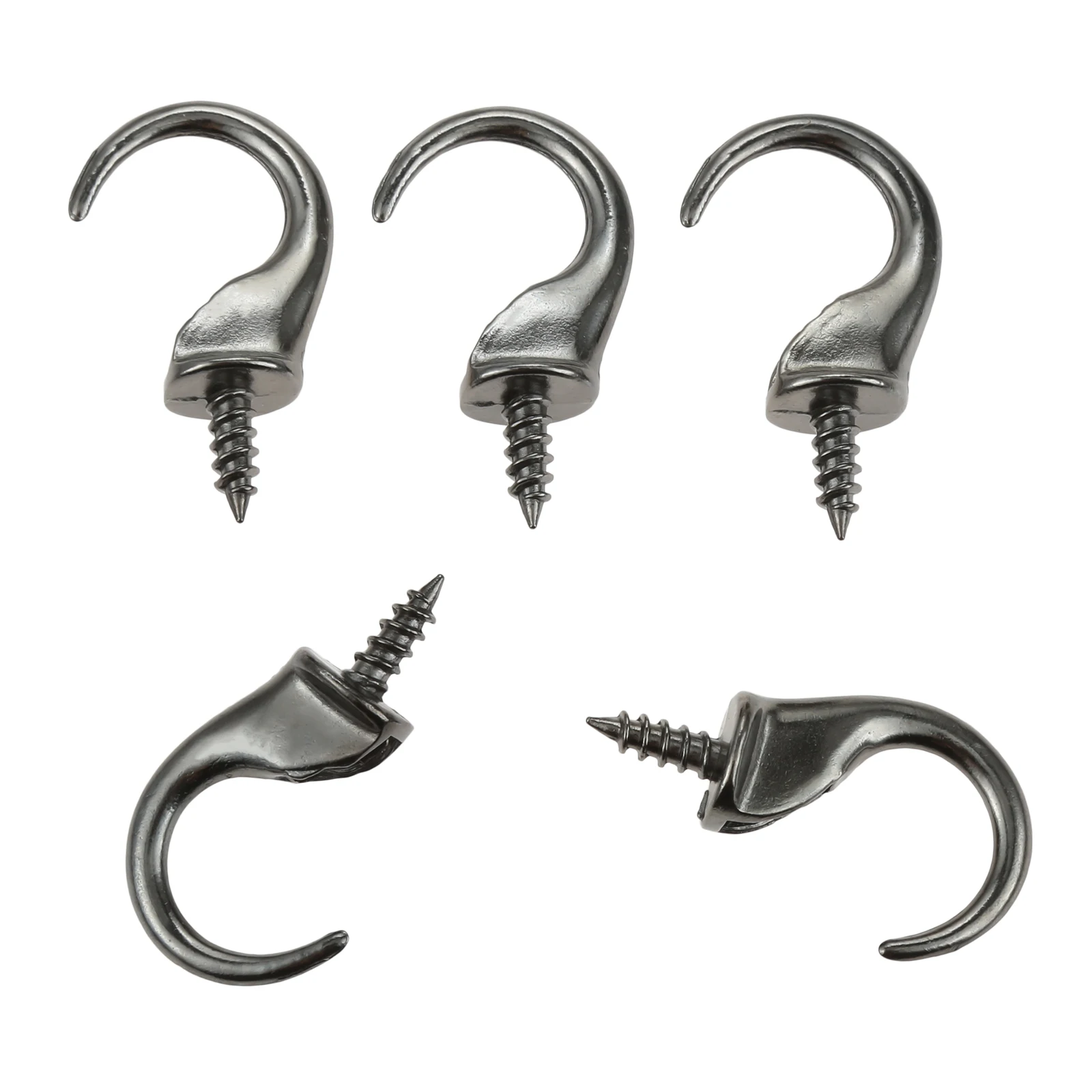 5pcs Dropped Ceiling Hooks Metal Screw-in Cup Hanger Black 48mm/1.89in Windproof Suspended Self-Tapping Hanging Light Mug Plant