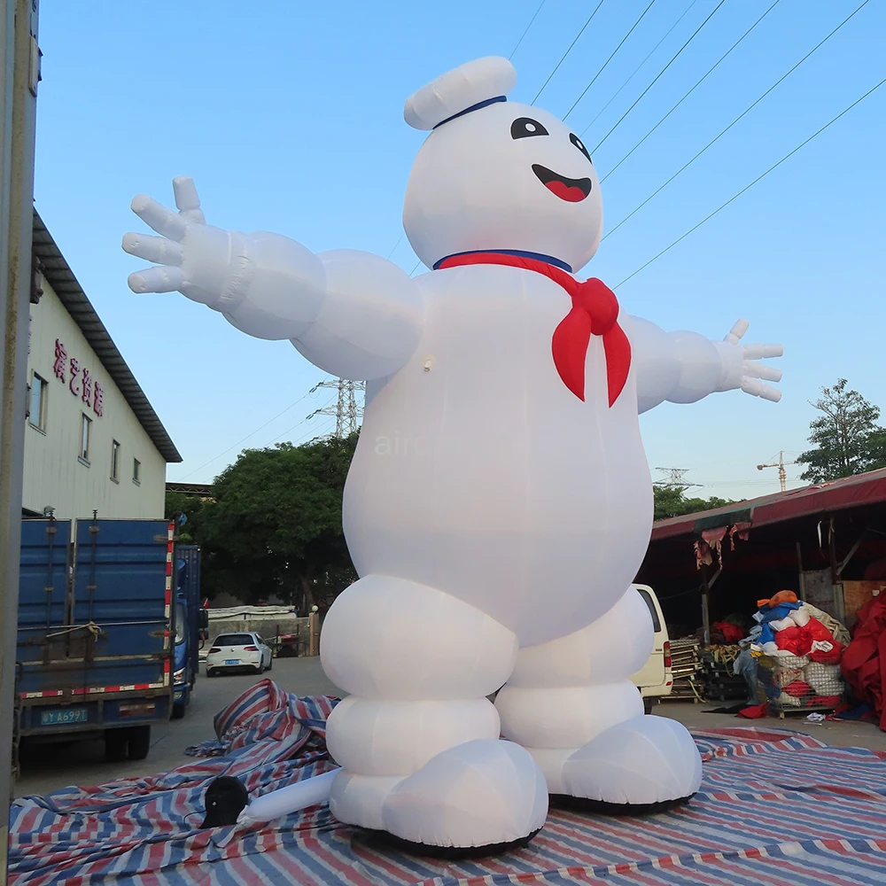 Riesige Outdoor-Halloween-Dekor Schlauchboote bleiben Puft Marshmallow Mann mit LED-Licht aufblasbaren Ghost buster Modell für Werbung