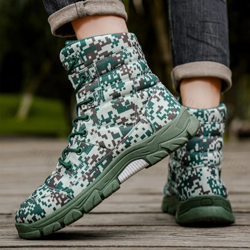 

Retro Camouflage High Top Thick Soled Single Boots for Men 2025 Autumn Fashion Versatile Comfortable Non Slip Chunky Short Boots