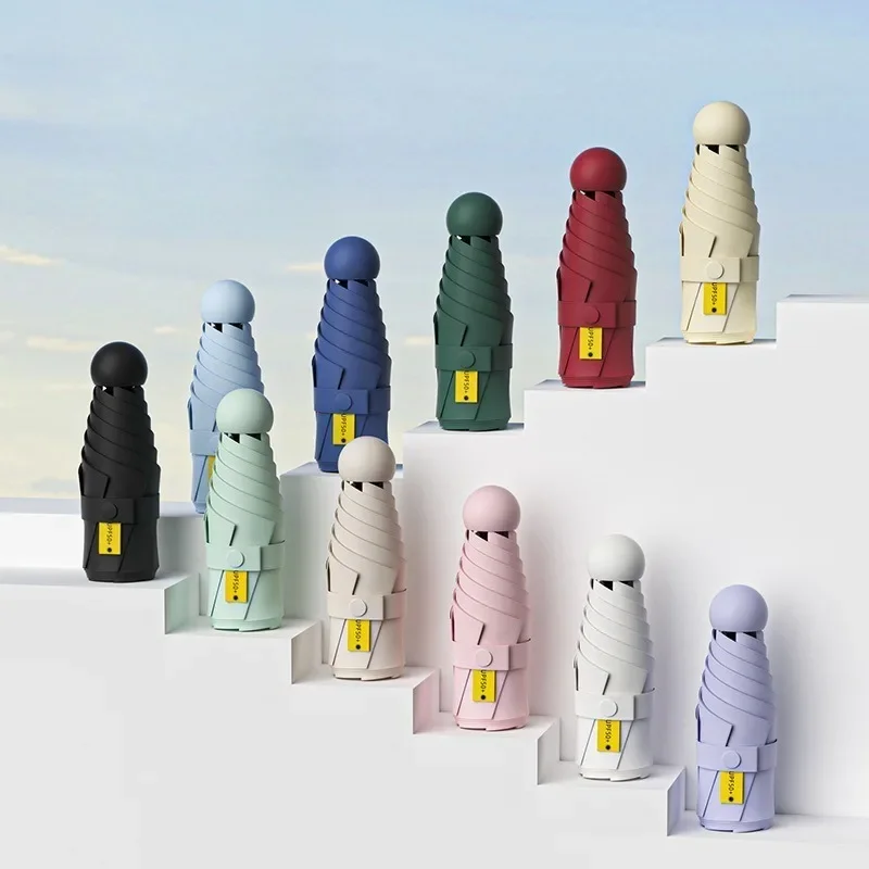 Pocket Capsule Portable Umbrella Thickened Black Rubber Sunscreen Umbrella Rainy Rain Dual Use Sunscreen Umbrella Birthday Gift