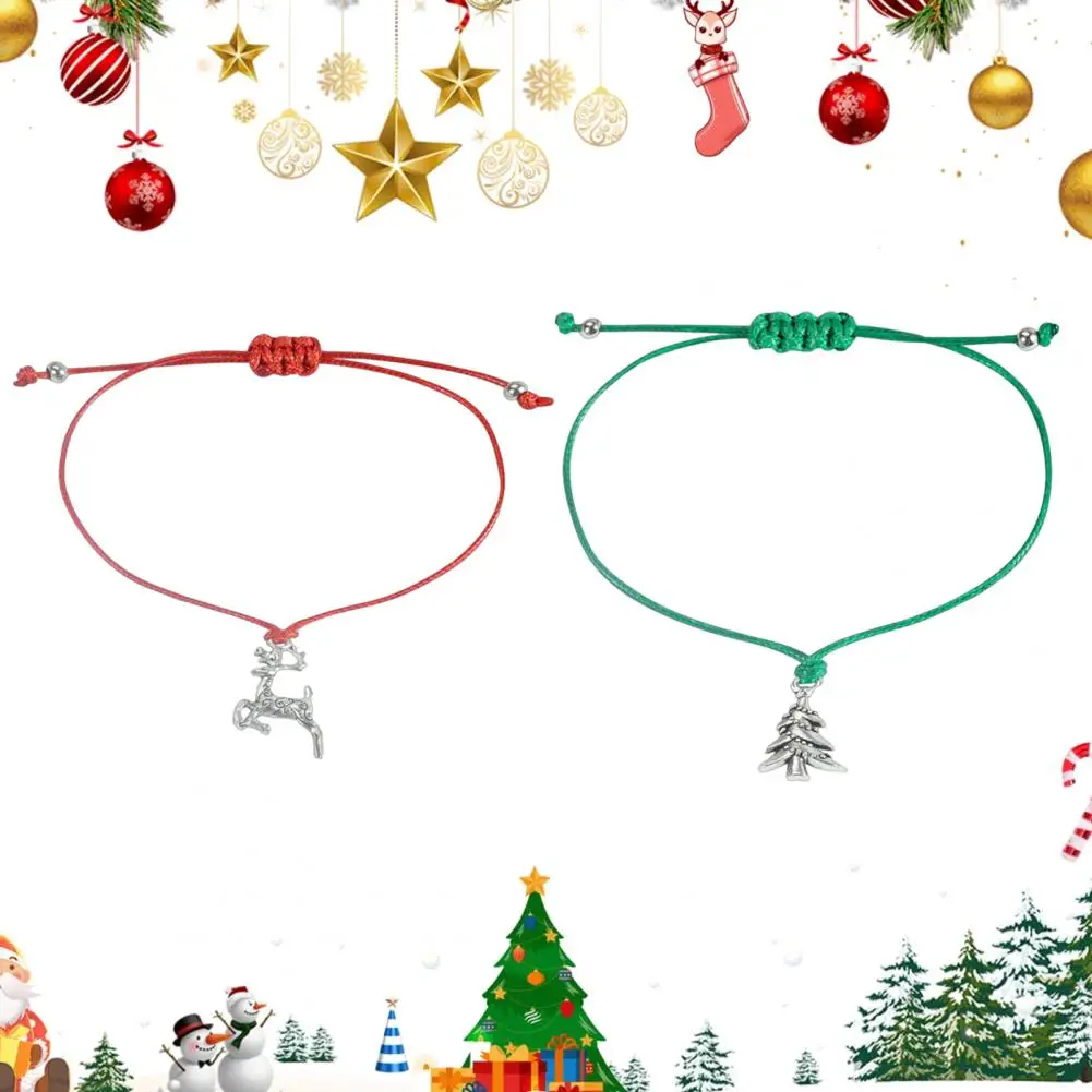 Fashionable Holiday Party Jewelry Christmas Braided String Bracelet Adjustable Handmade Holiday Jewelry Metal for Men for Women