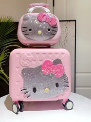 Original Hello Kitty Cute Carrying Case Cartoon Travel Makeup Case Large Capacity Multi functional Locked Portable Storage Box