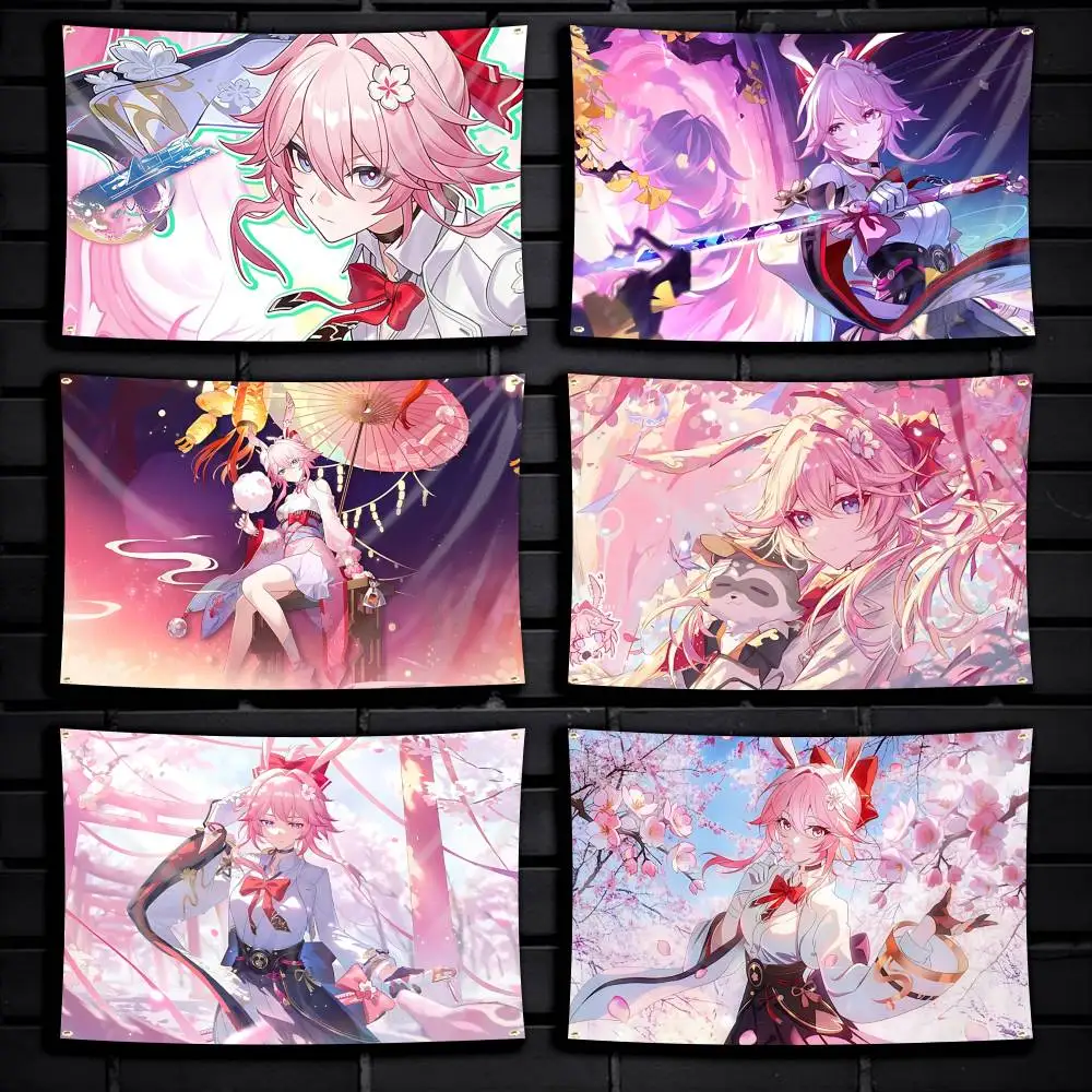 E-Evanescia FOX Game HSR Flag Tapestry Banner for Bedroom Living Room Outdoor Camping Custom Supported