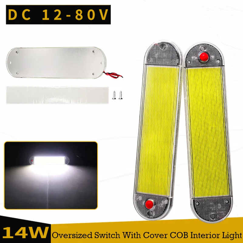 

2PCS 12V-80V Car Interior Light Bar 108 COB Super Bright LED Ceiling Dome Light with Switch for Car/RV/Trailer/Truck/Camper/Boat