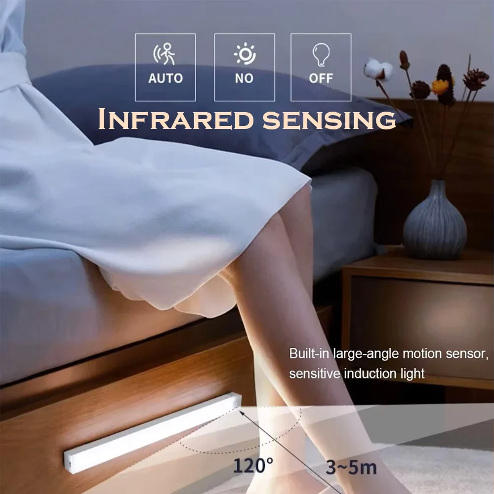 ضوء ليلي LED لاسلكي، ضوء مستشعر للحركة، مناسب للمطابخ وغرف النوم والخزائن والسلالم والممرات وقابل لإعادة الشحن عبر USB #4