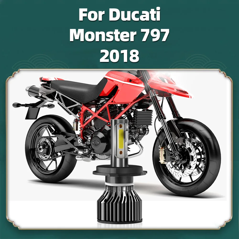 1PC For Ducati Monster 797 2018 LED Motorcycle Headlight Bulb Turbo 6000K 10000LM H4 HB2 9003 Hi/Lo Motor Bike Headlamp 12V