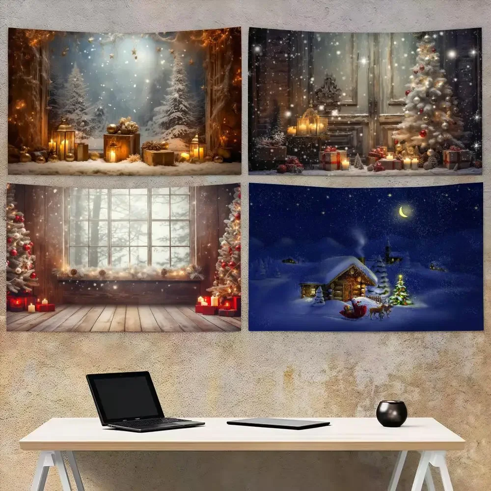 Christmas Party Background Tapestry Christmas Wall Hanging Tapestry | Soft Fabric Mural Decor for Bedroom & Living Space