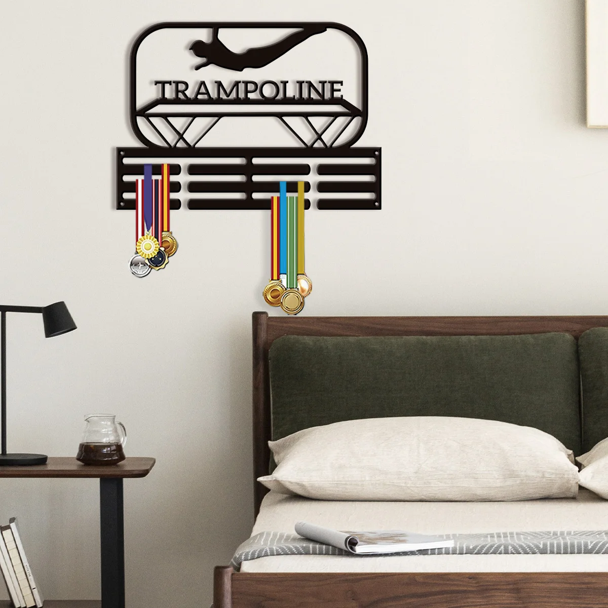 1 piece of fashionable personalized customization gymnast Metal medal holder, wall mounted trophy holder, adjustable hook, pole
